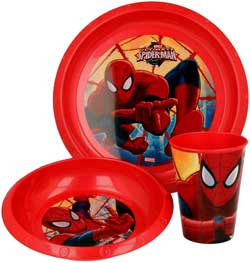 Spiderman 3 delt spisesæt tallerken, skål og krus Spiderman 3 delt spisesæt tallerken, skål og krus