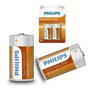 2 stk. Philips C LongLife R14 batterier 2 stk. Philips C LongLife batterier